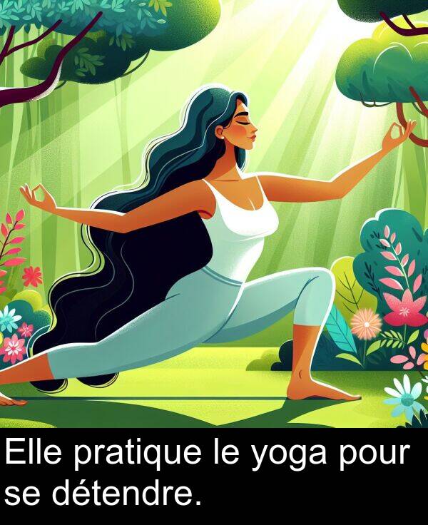 yoga: Elle pratique le yoga pour se détendre.