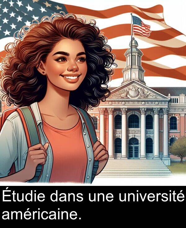 université: Étudie dans une université américaine.