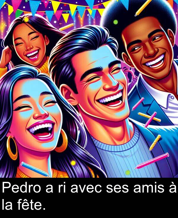 fête: Pedro a ri avec ses amis à la fête.