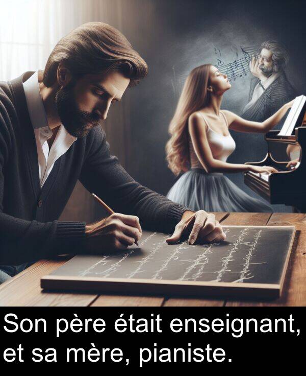 père: Son père était enseignant, et sa mère, pianiste.