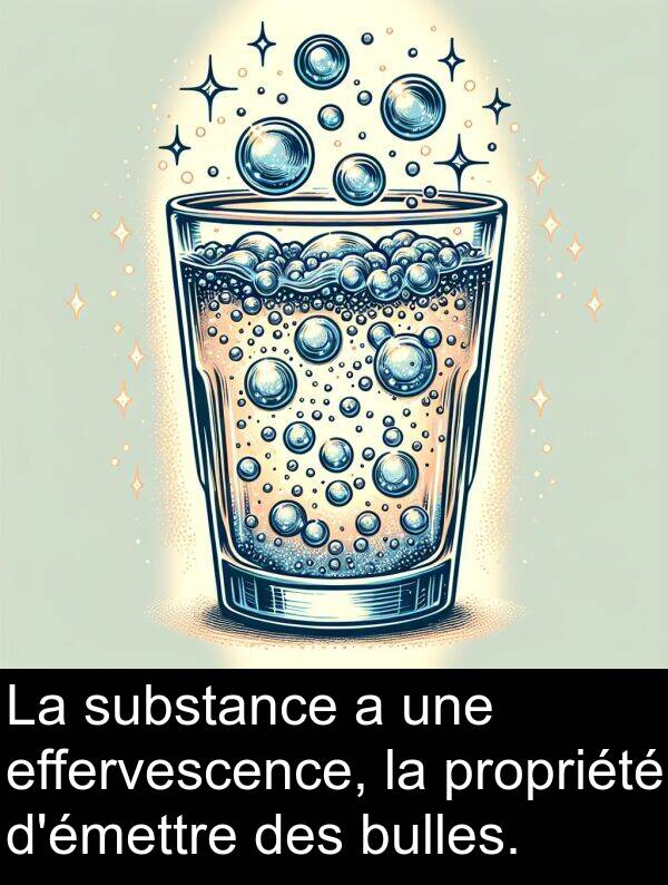 propriété: La substance a une effervescence, la propriété d'émettre des bulles.