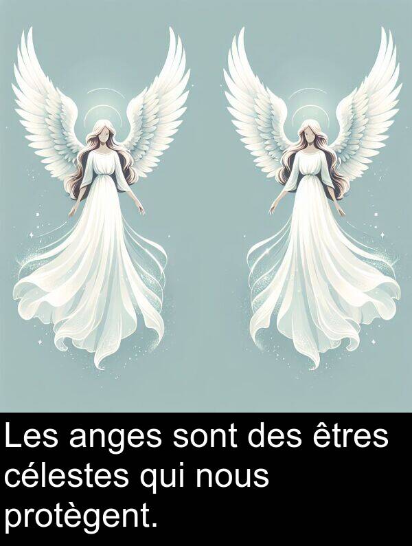 anges: Les anges sont des êtres célestes qui nous protègent.