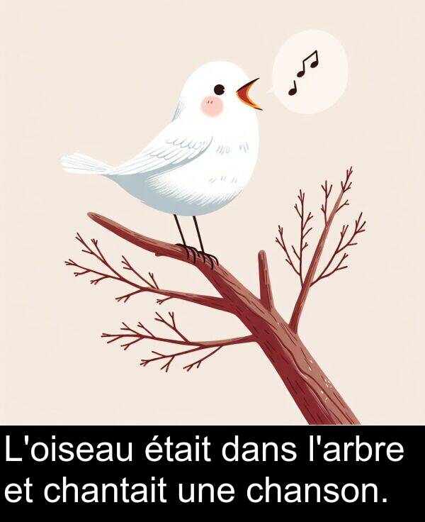 chantait: L'oiseau était dans l'arbre et chantait une chanson.