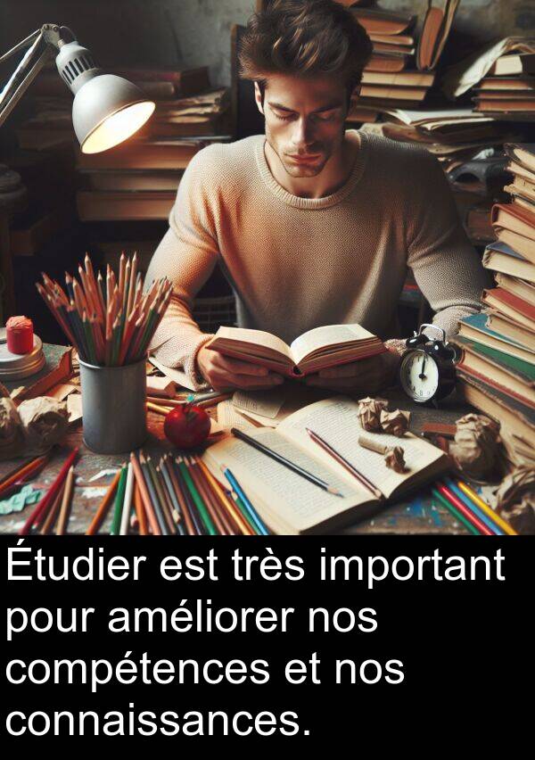 améliorer: Étudier est très important pour améliorer nos compétences et nos connaissances.