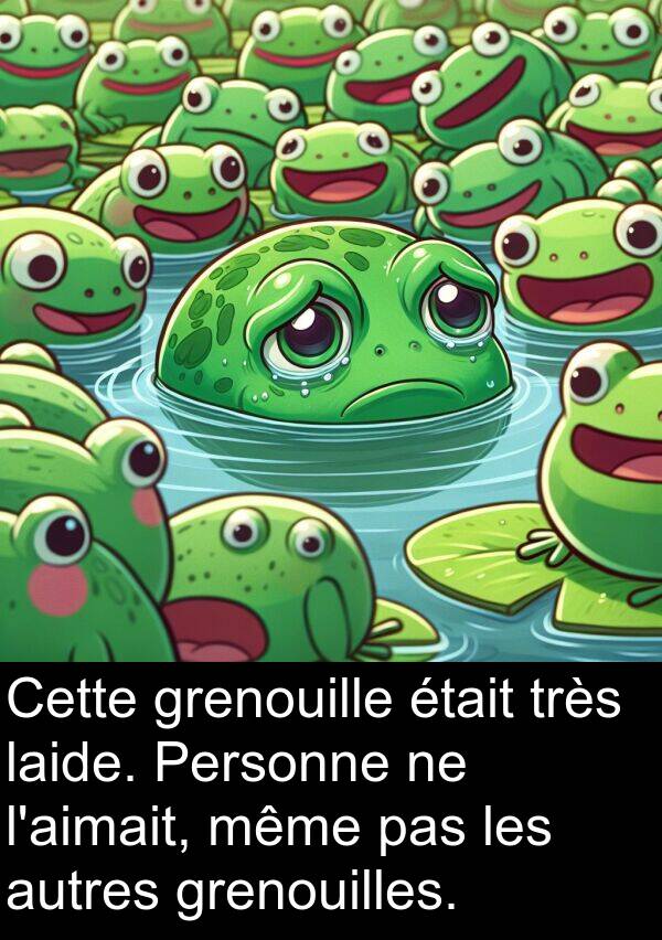 autres: Cette grenouille était très laide. Personne ne l'aimait, même pas les autres grenouilles.