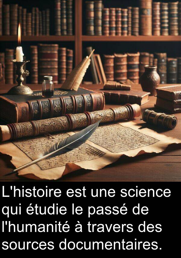 science: L'histoire est une science qui étudie le passé de l'humanité à travers des sources documentaires.