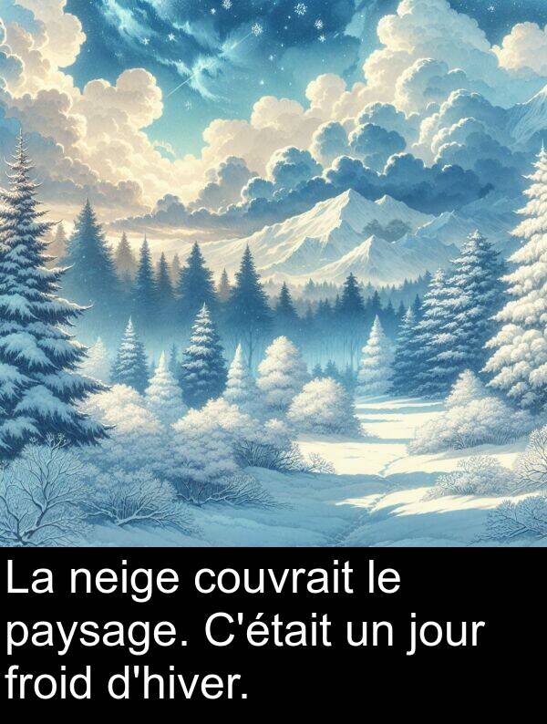 froid: La neige couvrait le paysage. C'était un jour froid d'hiver.