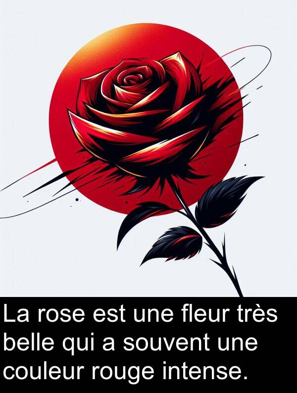 belle: La rose est une fleur très belle qui a souvent une couleur rouge intense.