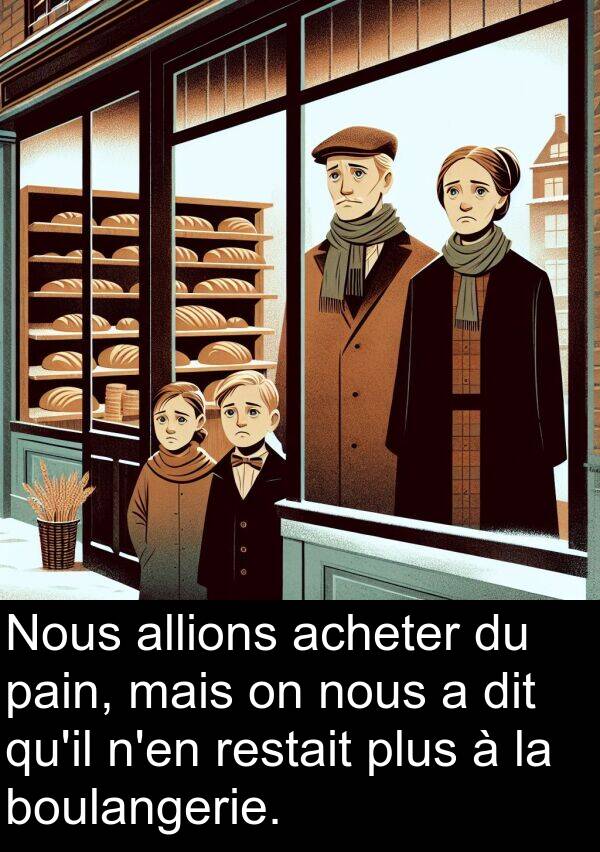 acheter: Nous allions acheter du pain, mais on nous a dit qu'il n'en restait plus à la boulangerie.