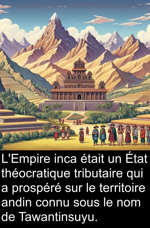 territoire: L'Empire inca était un État théocratique tributaire qui a prospéré sur le territoire andin connu sous le nom de Tawantinsuyu.