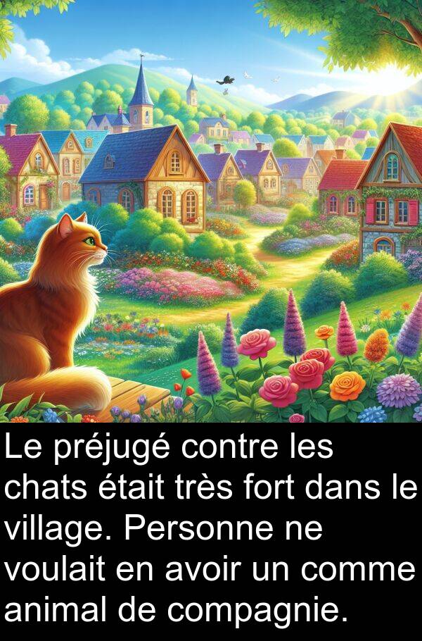 voulait: Le préjugé contre les chats était très fort dans le village. Personne ne voulait en avoir un comme animal de compagnie.