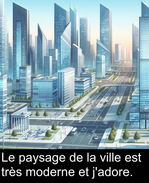 ville: Le paysage de la ville est très moderne et j'adore.