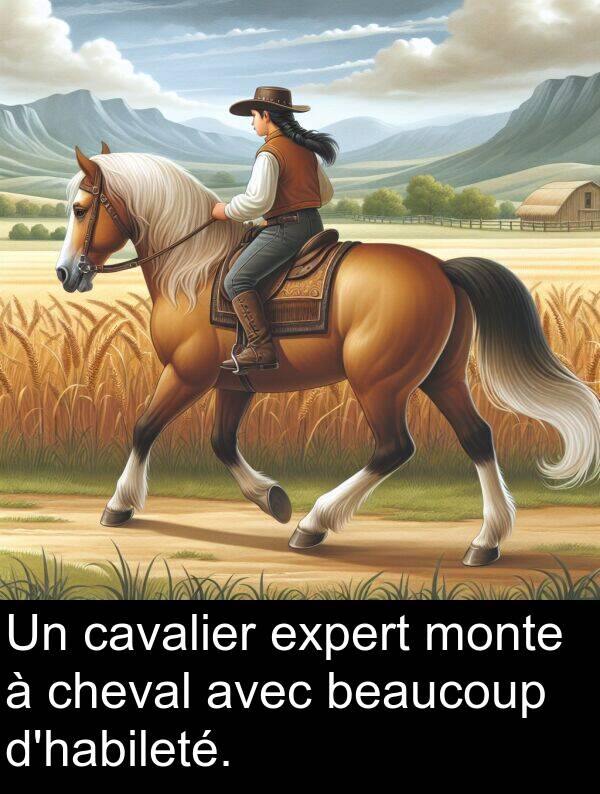 beaucoup: Un cavalier expert monte à cheval avec beaucoup d'habileté.