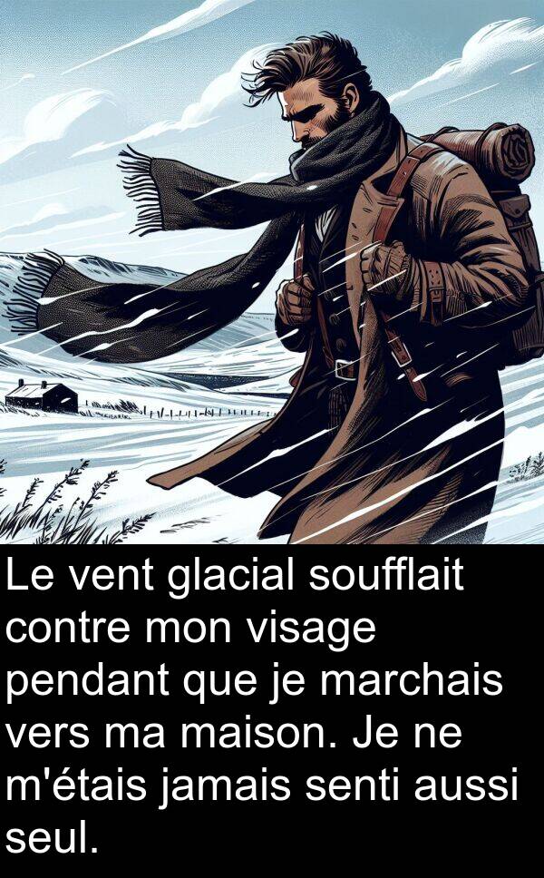 vent: Le vent glacial soufflait contre mon visage pendant que je marchais vers ma maison. Je ne m'étais jamais senti aussi seul.