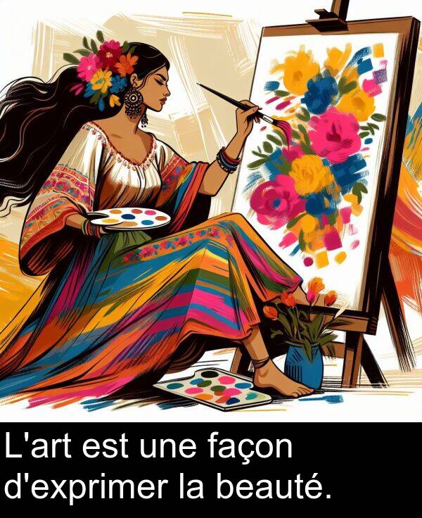 façon: L'art est une façon d'exprimer la beauté.