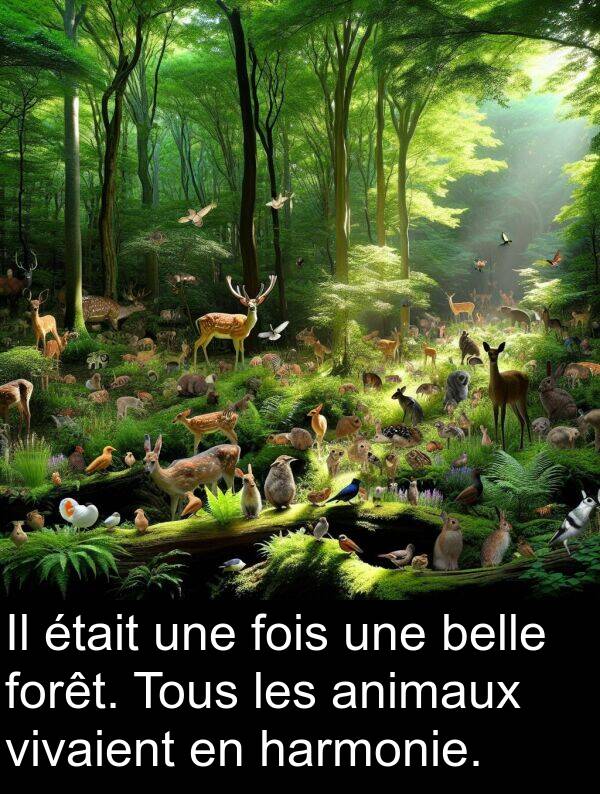 harmonie: Il était une fois une belle forêt. Tous les animaux vivaient en harmonie.