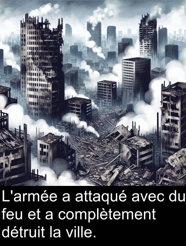 feu: L'armée a attaqué avec du feu et a complètement détruit la ville.