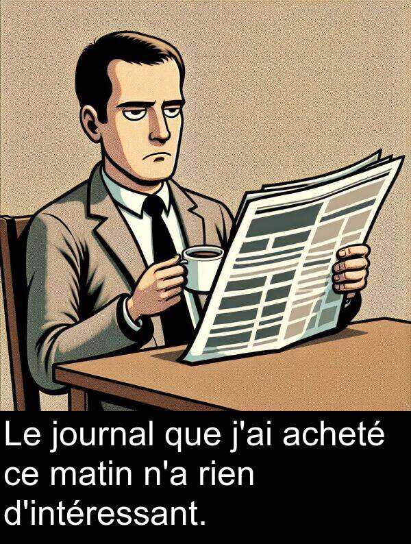 acheté: Le journal que j'ai acheté ce matin n'a rien d'intéressant.