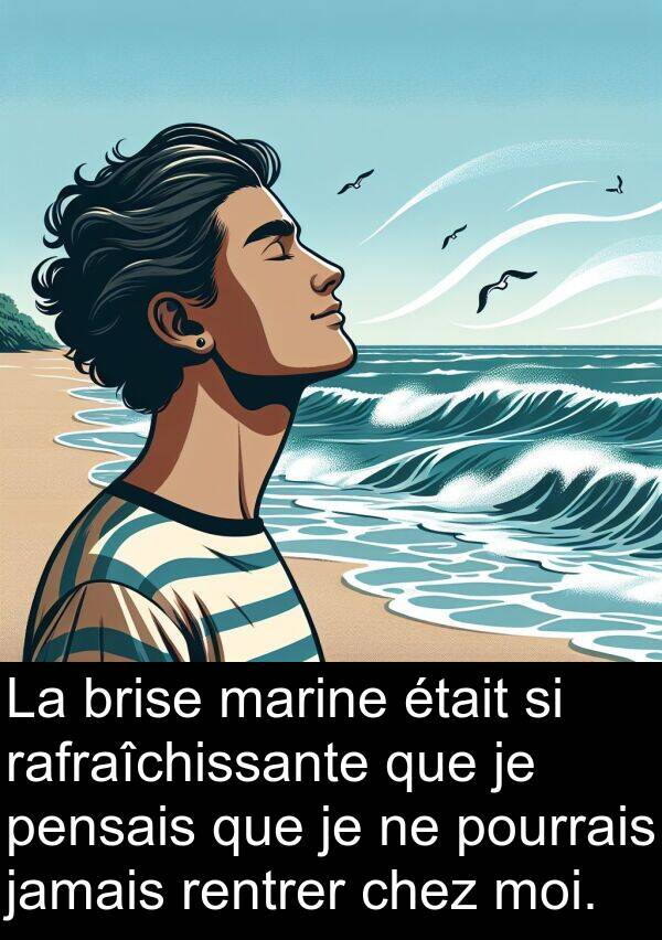 marine: La brise marine était si rafraîchissante que je pensais que je ne pourrais jamais rentrer chez moi.