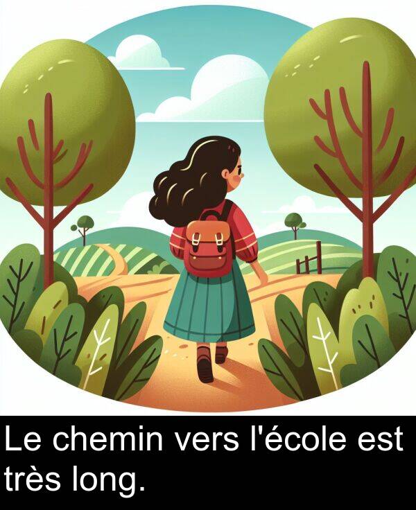 vers: Le chemin vers l'école est très long.