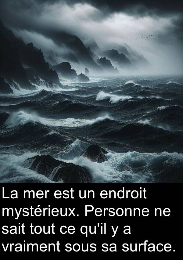 sait: La mer est un endroit mystérieux. Personne ne sait tout ce qu'il y a vraiment sous sa surface.