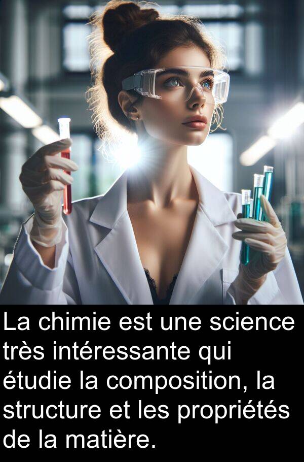 matière: La chimie est une science très intéressante qui étudie la composition, la structure et les propriétés de la matière.