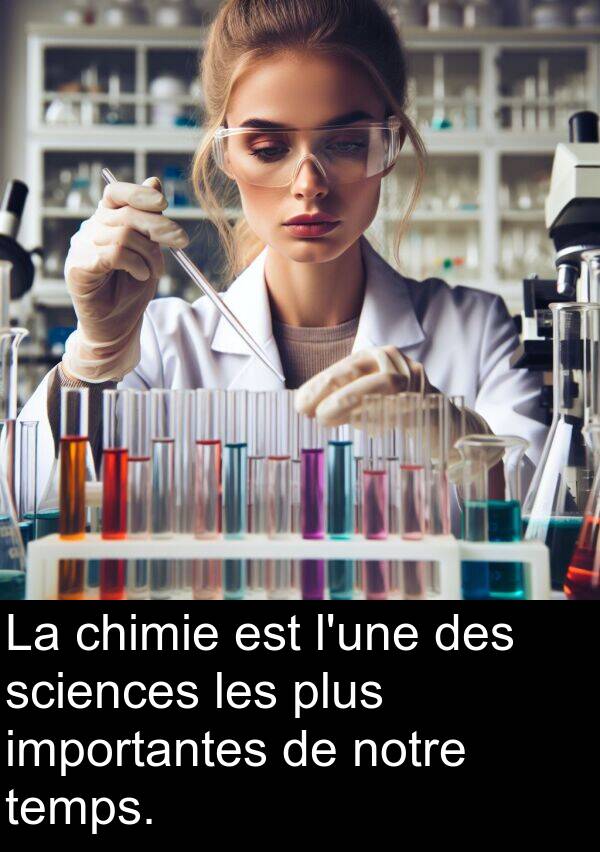 importantes: La chimie est l'une des sciences les plus importantes de notre temps.