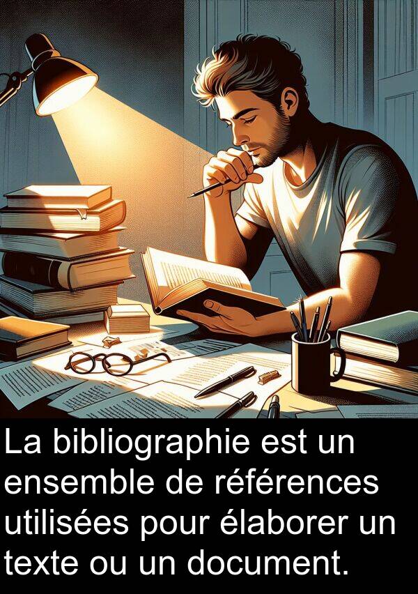 utilisées: La bibliographie est un ensemble de références utilisées pour élaborer un texte ou un document.