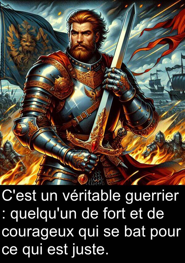 bat: C'est un véritable guerrier : quelqu'un de fort et de courageux qui se bat pour ce qui est juste.