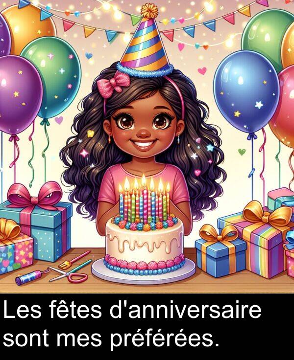 fêtes: Les fêtes d'anniversaire sont mes préférées.