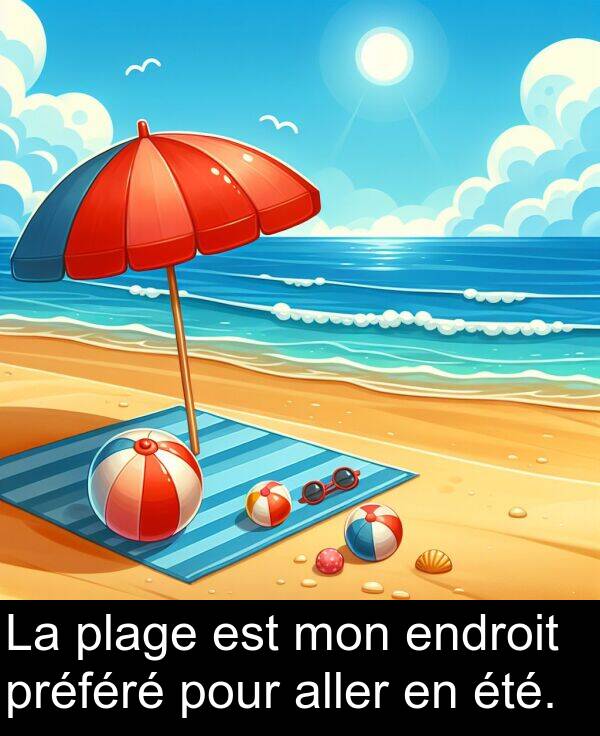 aller: La plage est mon endroit préféré pour aller en été.