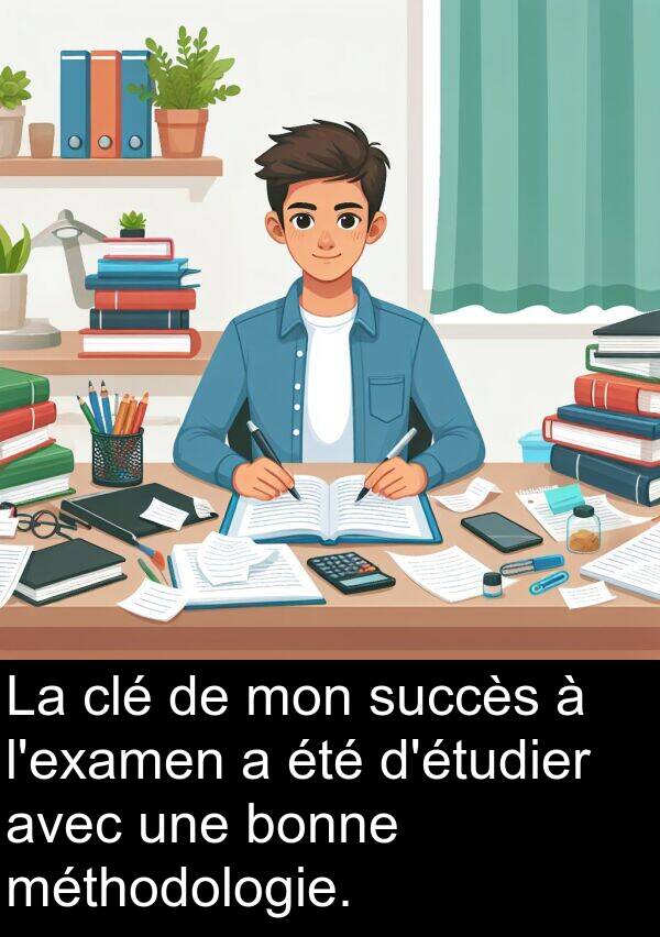 bonne: La clé de mon succès à l'examen a été d'étudier avec une bonne méthodologie.