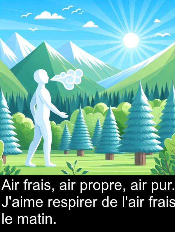 frais: Air frais, air propre, air pur. J'aime respirer de l'air frais le matin.