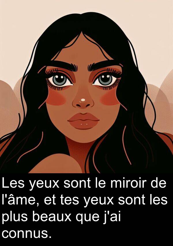 tes: Les yeux sont le miroir de l'âme, et tes yeux sont les plus beaux que j'ai connus.