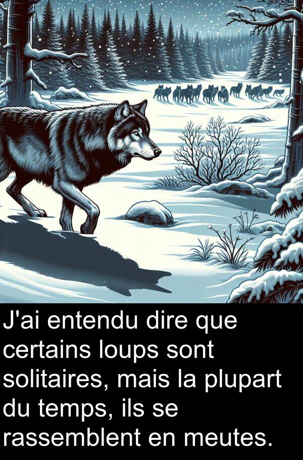 rassemblent: J'ai entendu dire que certains loups sont solitaires, mais la plupart du temps, ils se rassemblent en meutes.