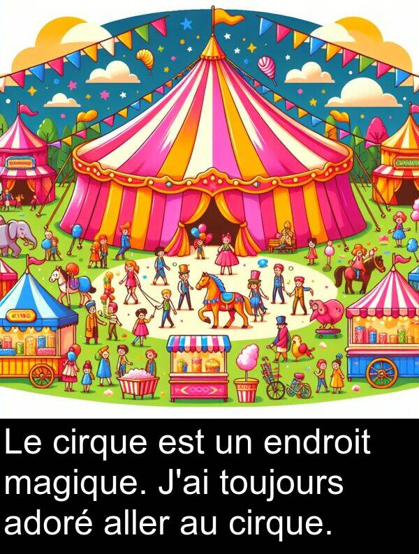 aller: Le cirque est un endroit magique. J'ai toujours adoré aller au cirque.