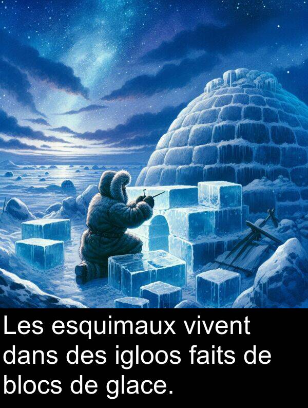 faits: Les esquimaux vivent dans des igloos faits de blocs de glace.