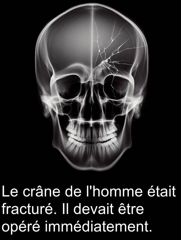 immédiatement: Le crâne de l'homme était fracturé. Il devait être opéré immédiatement.