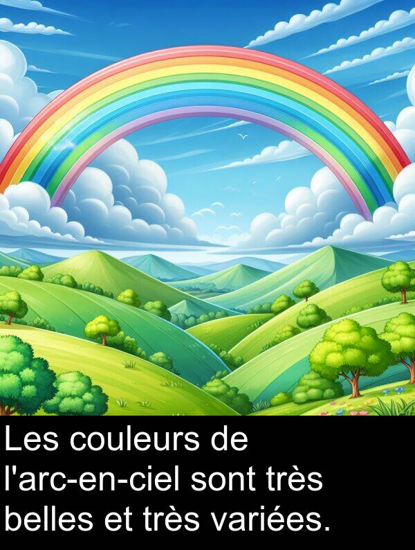 sont: Les couleurs de l'arc-en-ciel sont très belles et très variées.