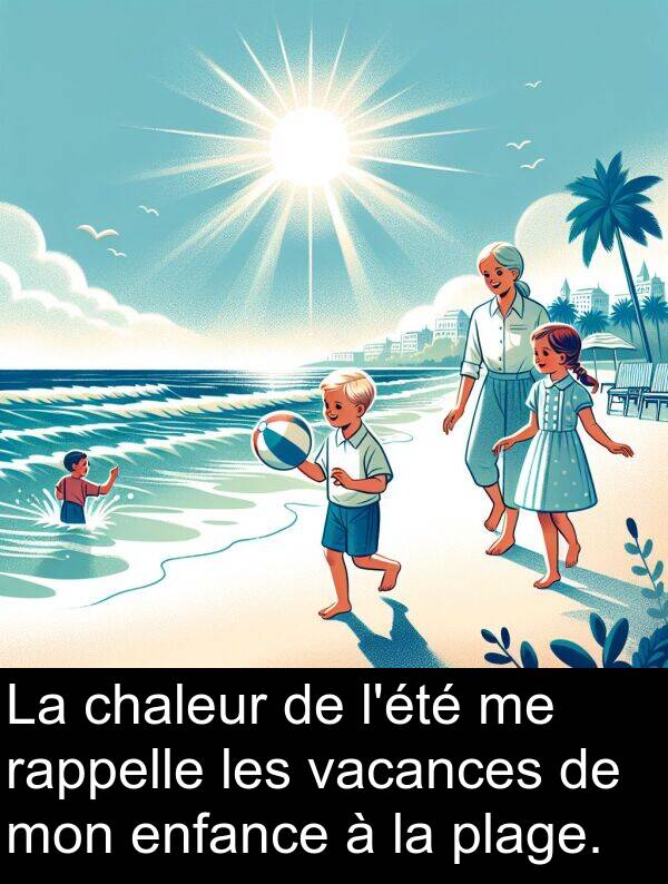 vacances: La chaleur de l'été me rappelle les vacances de mon enfance à la plage.