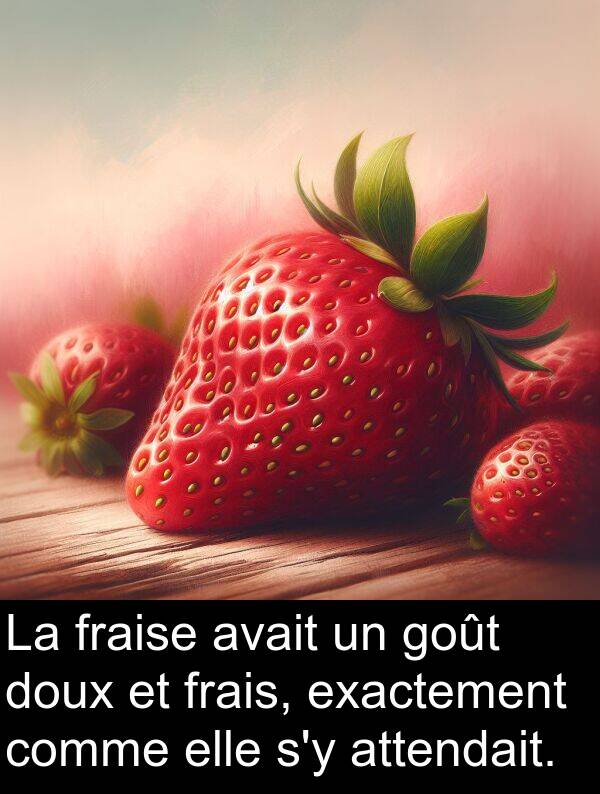 attendait: La fraise avait un goût doux et frais, exactement comme elle s'y attendait.