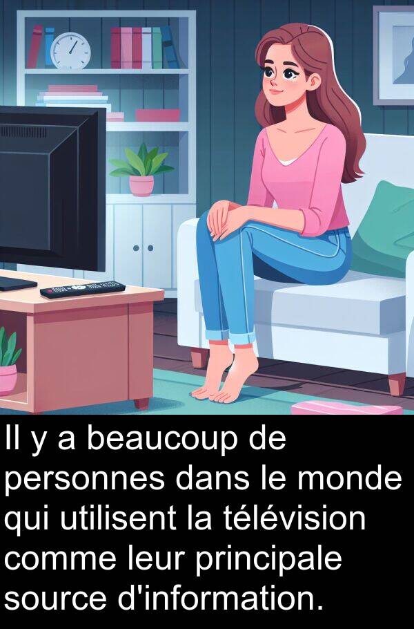 utilisent: Il y a beaucoup de personnes dans le monde qui utilisent la télévision comme leur principale source d'information.