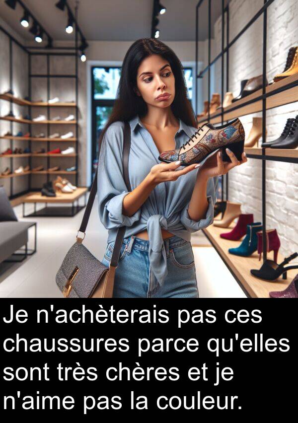 parce: Je n'achèterais pas ces chaussures parce qu'elles sont très chères et je n'aime pas la couleur.