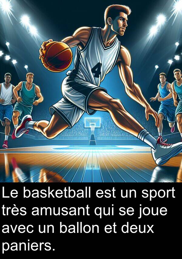 amusant: Le basketball est un sport très amusant qui se joue avec un ballon et deux paniers.