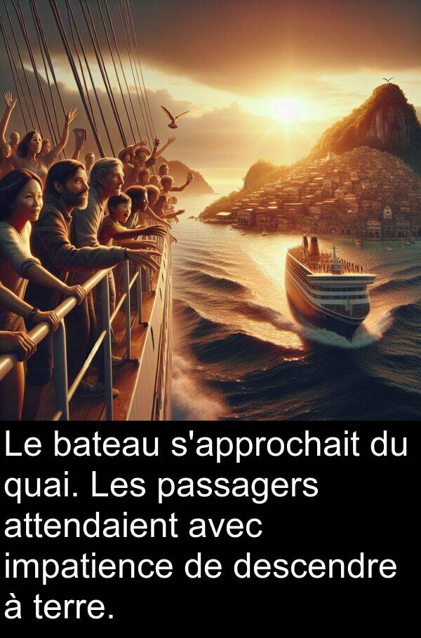 attendaient: Le bateau s'approchait du quai. Les passagers attendaient avec impatience de descendre à terre.