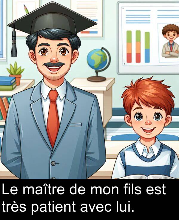 fils: Le maître de mon fils est très patient avec lui.