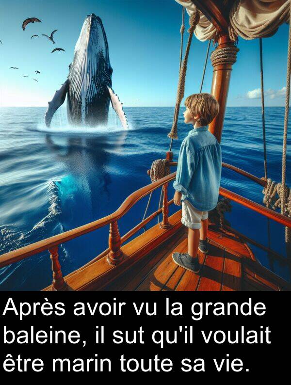 voulait: Après avoir vu la grande baleine, il sut qu'il voulait être marin toute sa vie.