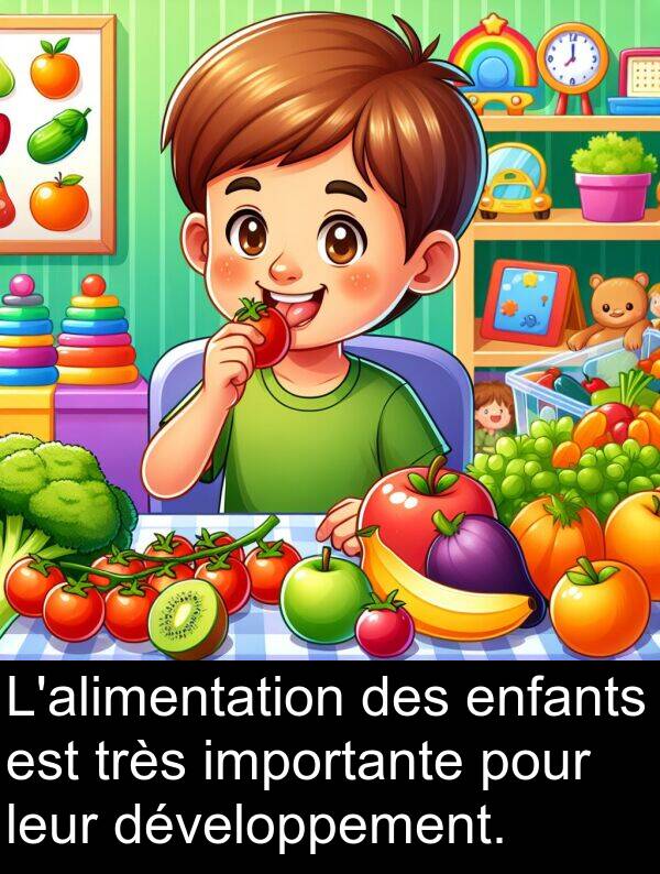 importante: L'alimentation des enfants est très importante pour leur développement.