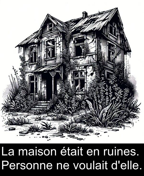 voulait: La maison était en ruines. Personne ne voulait d'elle.