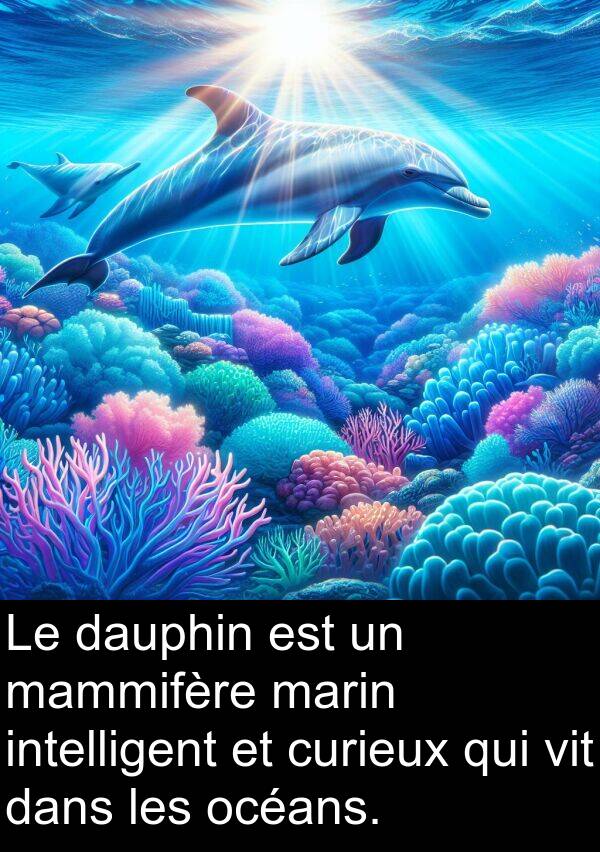 vit: Le dauphin est un mammifère marin intelligent et curieux qui vit dans les océans.